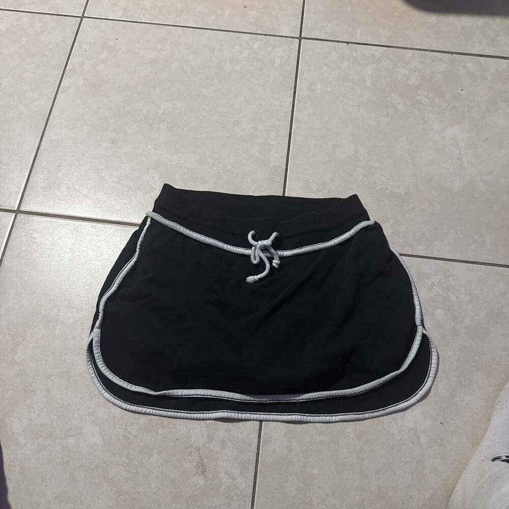 Out From Under Black Contrast Trim Athletic Mini Skort